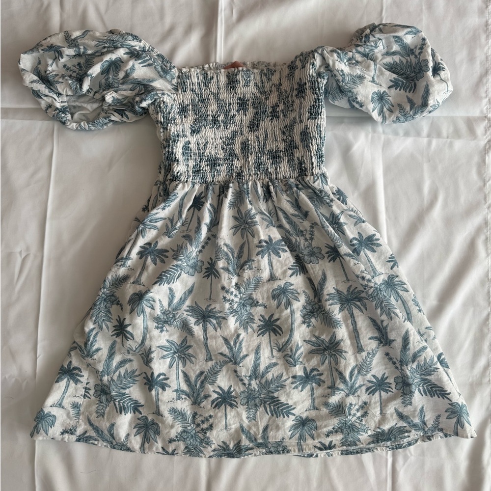 Show Me Your Mumu Linen Bixby Palm Tree Smocked Mini Dress M